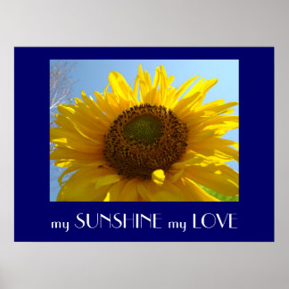 Min SUNSHINE-konst i KÄRLEK skriver ut solrosgåva Poster