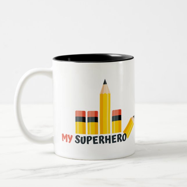 Min superhjälte Pencil Power Mugg (Vänster)
