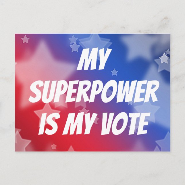 Min supermakt är min röst vykort (Framsida)