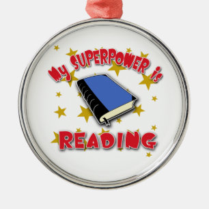 Min Superpower är läs- Julgransprydnad Metall