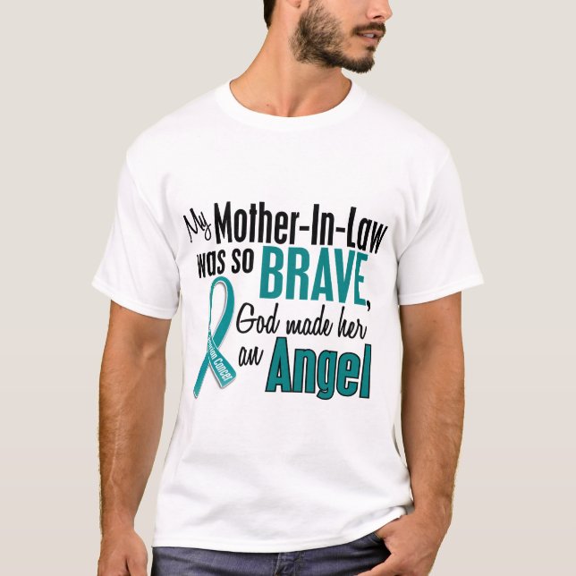 Min svärmor är en Ovarian cancer för ängel 1 T-shirt (Framsida)