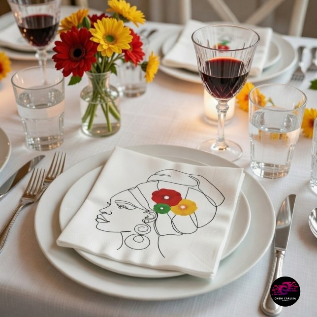 Min svart är vacker pappersservett (Culture at the table. Florals set. Pride in every detail.)