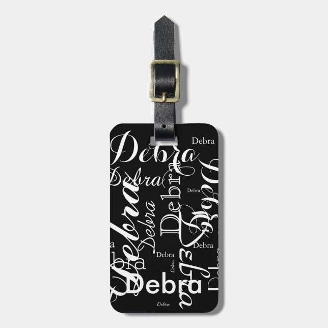 min svartvit namn-typografi bagagebricka (Vertikal Framsida)