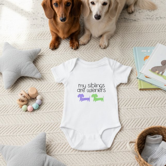 Min Syskon är Wiener | Dubbla Dachshund Tee (My siblings are wiener dogs - baby announcement outfit - three wiener dogs)