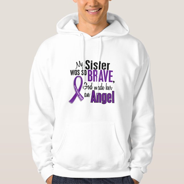Min syster är en bukspottkörtel- cancer för ängel sweatshirt med luva (Framsida)