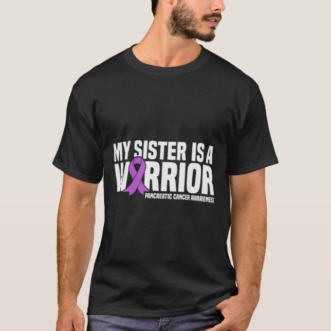 Min syster är en krigare, pankreascancermedvetenhe t shirt (Framsida)