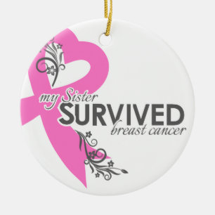 Min syster överlevde bröstcancer julgransprydnad keramik