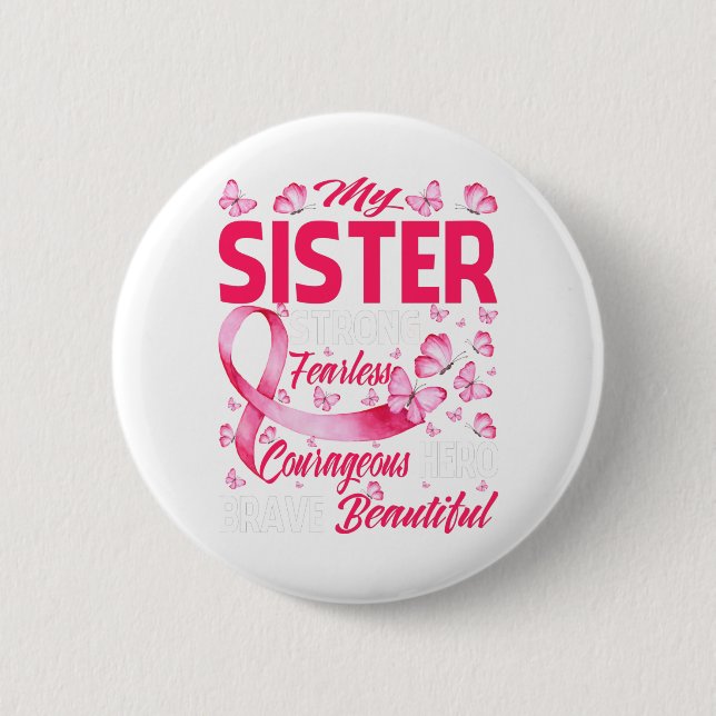 Min syster Rosa Ribbon Warrior Breast Cancer Knapp (Framsida)