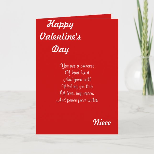 Min systerdotter på valentins dag helgkort (Framsida)