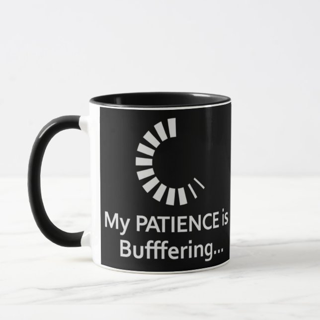 Min tålamod är Buffering - Lustigt Office Coffee M Mugg (Vänster)
