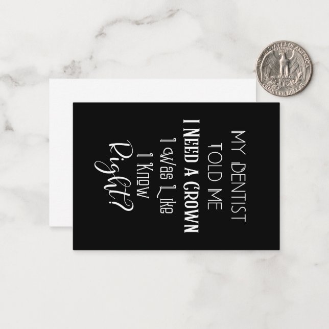 Min tandläkare sa till mig att jag behöver en Kron Anteckningskort (Fram/Back In Situ)