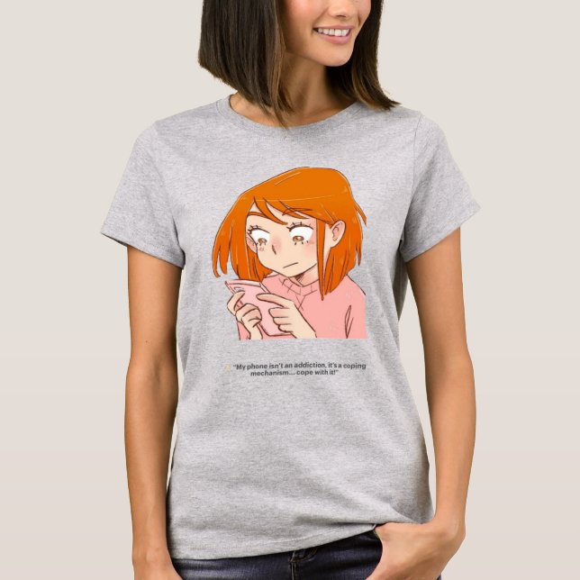 ✨ “Min telefon är inte ett beroende,  T Shirt (Framsida)