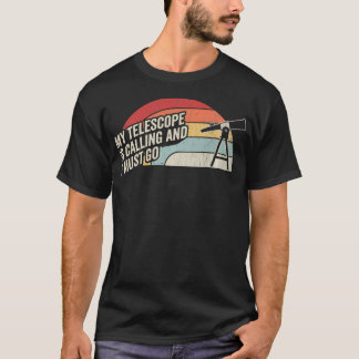 Min Teleskop Ringer Rolig Astronomi Retro T Shirt
