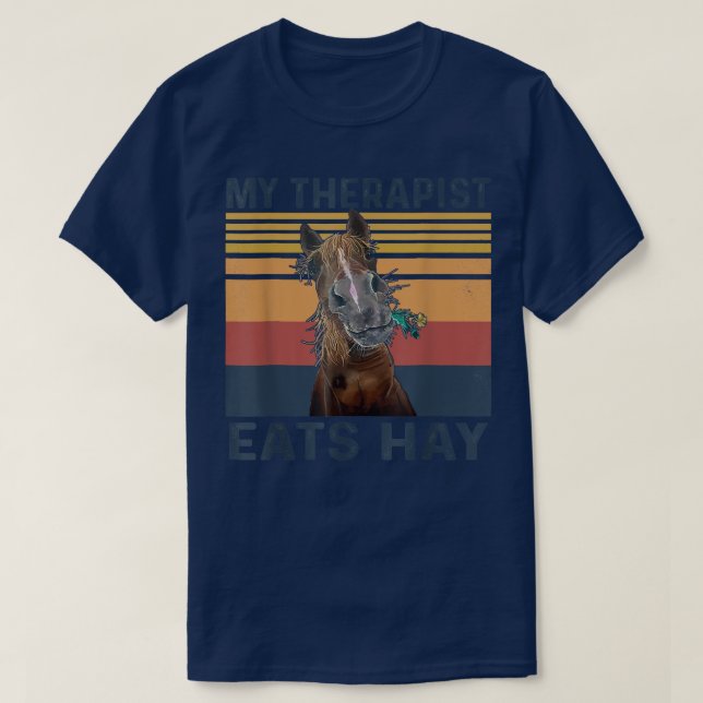 Min terapapist Eats Hay Funny Horse Lover T Shirt (Design framsida)