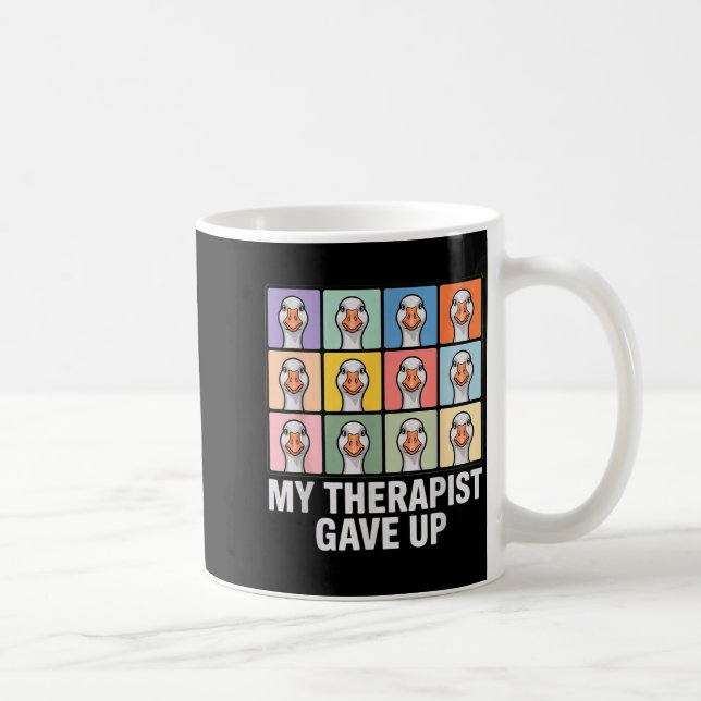 Min terapeut gav upp rolig gås rutnät popkonst mem kaffemugg (Höger)