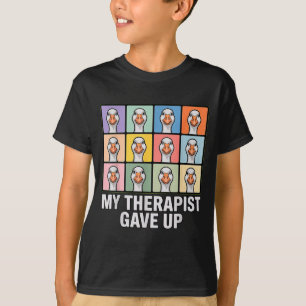 Min terapeut gav upp rolig gås rutnät popkonst mem t shirt