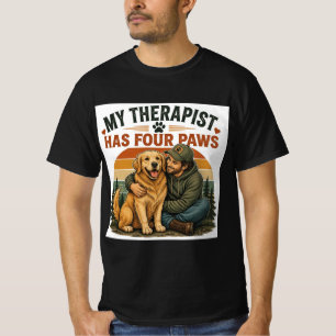 Min terapeut har fyra tassar Golden Retriever Herr T Shirt