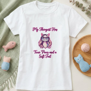 Min terapeut har fyra tassar mjuk svans kattälskar t shirt