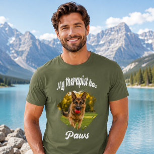 Min terapeut har tass hund foto grön t shirt