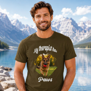 Min terapeut har tassar hund foto brun t shirt