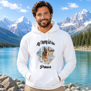 Min terapeut har tassar hund foto citat skämt hoodie
