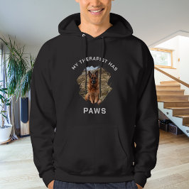Min terapeut har tassar hund fotosvart hoodie