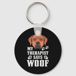 Min terapist tillverkar Woof, Rhodesian Ridgeback Nyckelring