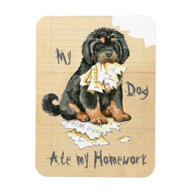 Min tibetanska mastiff Ate My Homwork Magnet (Vertikal)