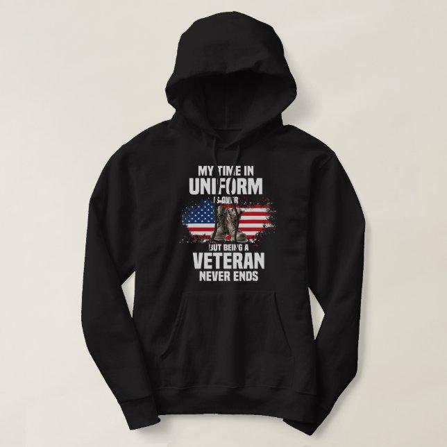 Min tid är över, men jag är veteran hoodie (Design framsida)