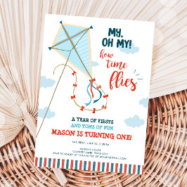 Min tid flulies Kite Summer Boy First Birthday Inbjudningar