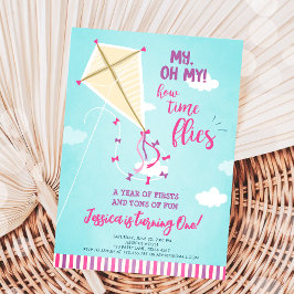 Min tid flyger Kite Summer Girl First Birthday Inbjudningar