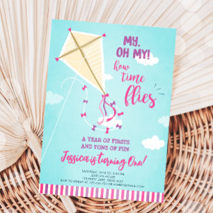 Min tid flyger Kite Summer Girl First Birthday Inbjudningar