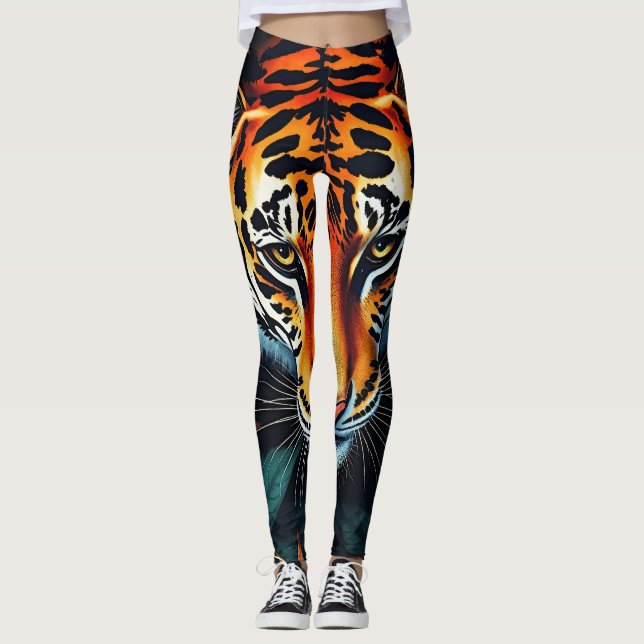 “Min Tiger” – Färgrik Tigerporträtt Leggings (Framsida)
