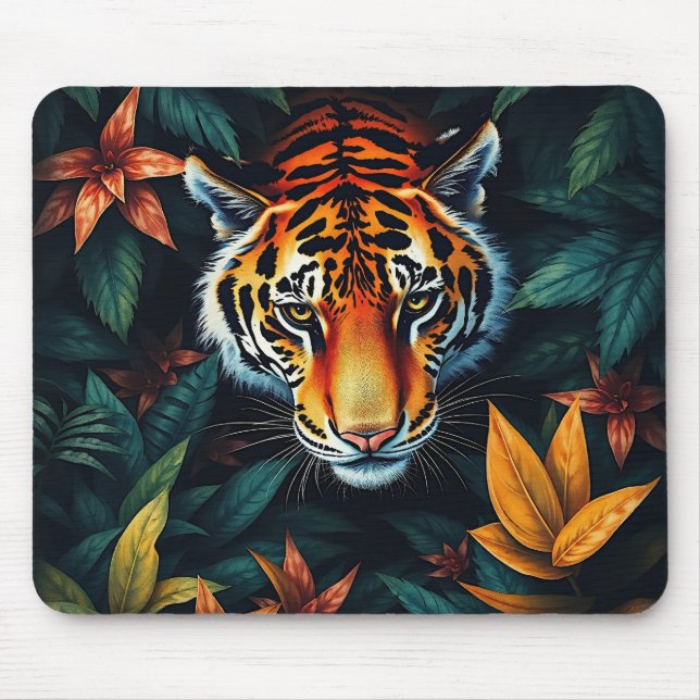 “Min Tiger” – Färgrik Tigerporträtt Musmatta (Framsidan)