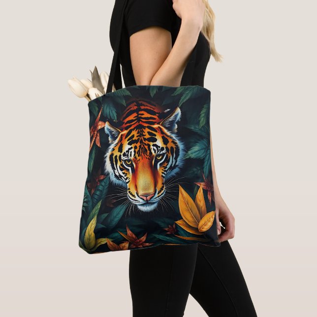“Min Tiger” – Färgrik Tigerporträtt Tygkasse (Närbild)