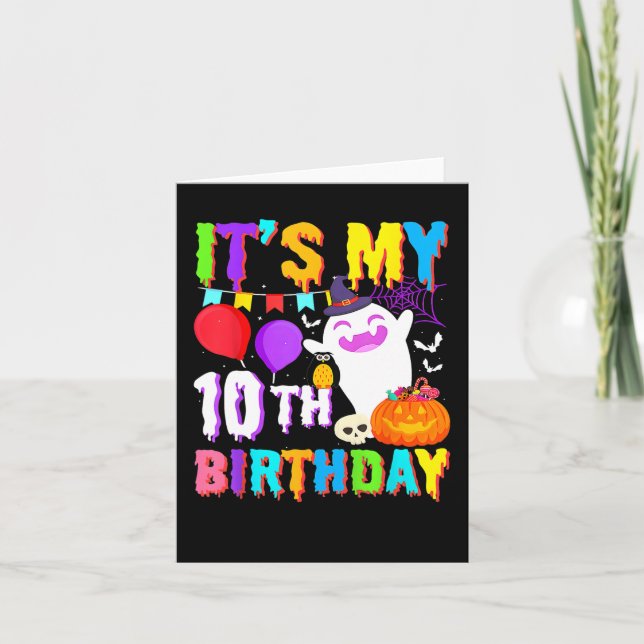 Min tionde födelsedag ger Ghost Pumpkin Halloween  Kort (Framsida)