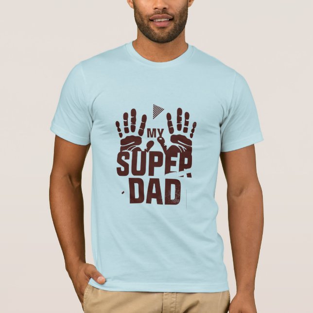 Min Toppen Pappa - Handprint Fars dag T Shirt (Framsida)