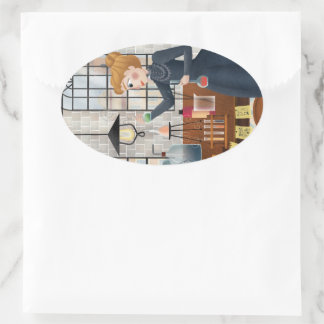 Min Toppen Science Stickers - Marie Curie Ovalt Klistermärke