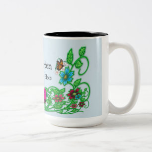 Min trädgård är min lyckliga ställemugg Två-Tonad mugg