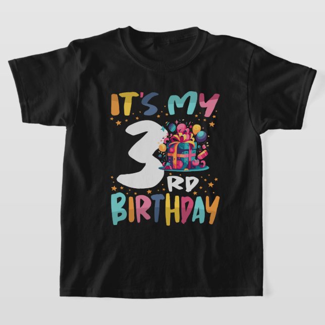 Min tredje födelsedag Lycklig Barns födelsedag T Shirt (Laydown)