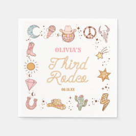 Min tredje Rodeo Disco Cowgirl 3:e födelsedagen Pa Pappersservett