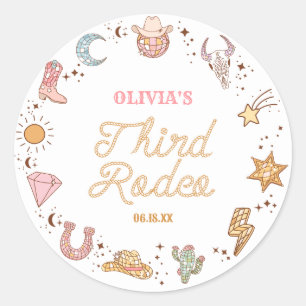 Min tredje Rodeo Disco Cowgirl 3:e födelsedagen Pa Runt Klistermärke