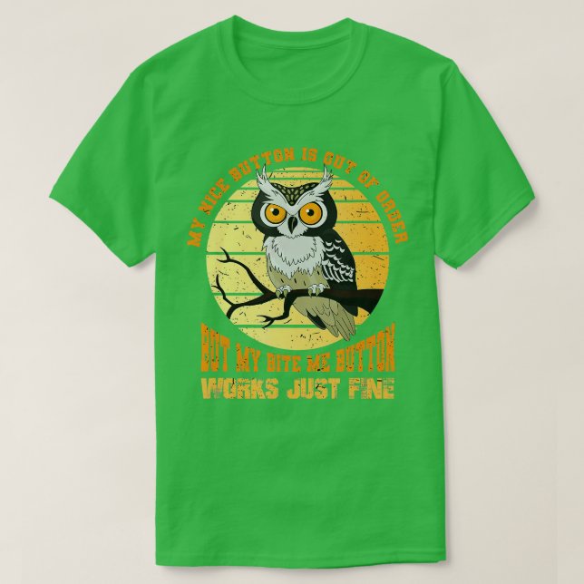 Min trevliga knapp är ur ordning Bird Animal Uggla T Shirt (Design framsida)