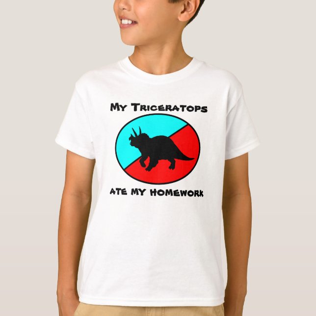Min Triceratops åt min läxa T-shirt (Framsida)
