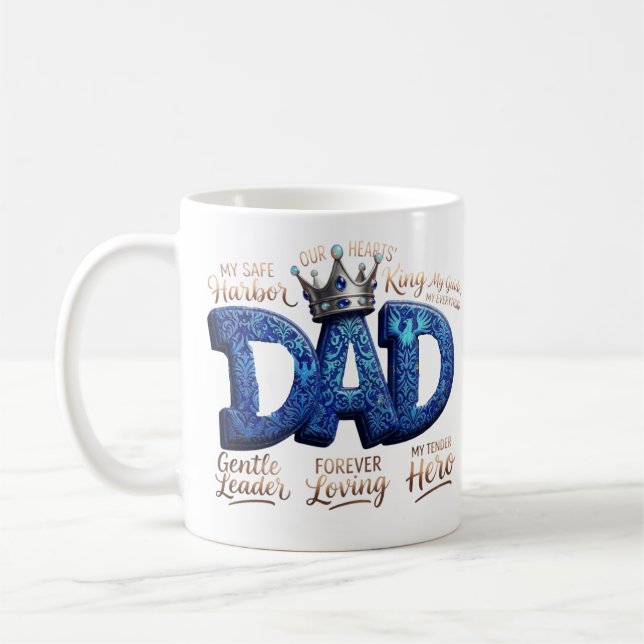 Min trygga hamn och hjälte Anpassad Pappa Kaffemugg (Vänster)