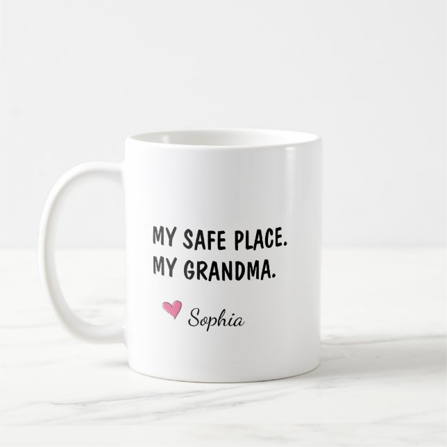 Min trygga plats Min mormor Personlig Kaffemugg (Vänster)