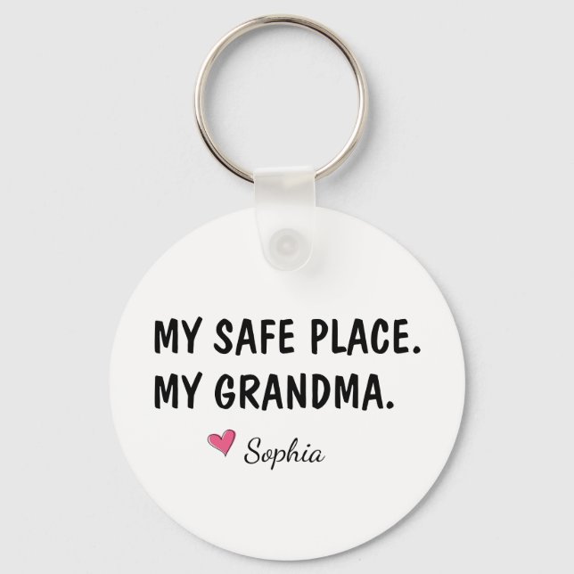 Min trygga plats Min mormor Personlig Nyckelring (Framsida)