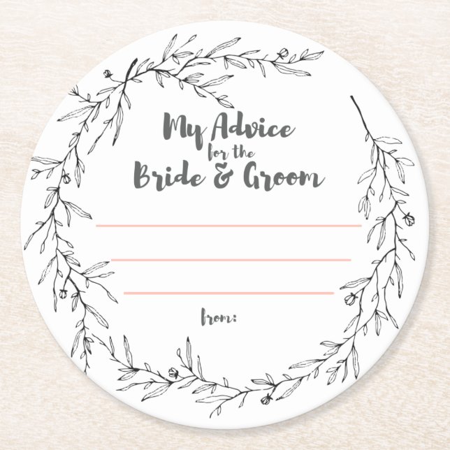 min "två cents ", underlägg papper rund (Framsidan)