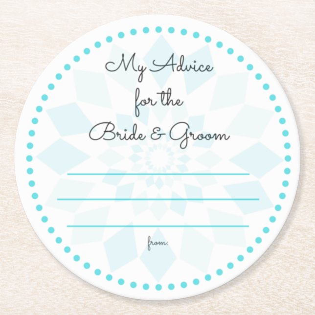 min "två cents ", underlägg papper rund (Framsidan)