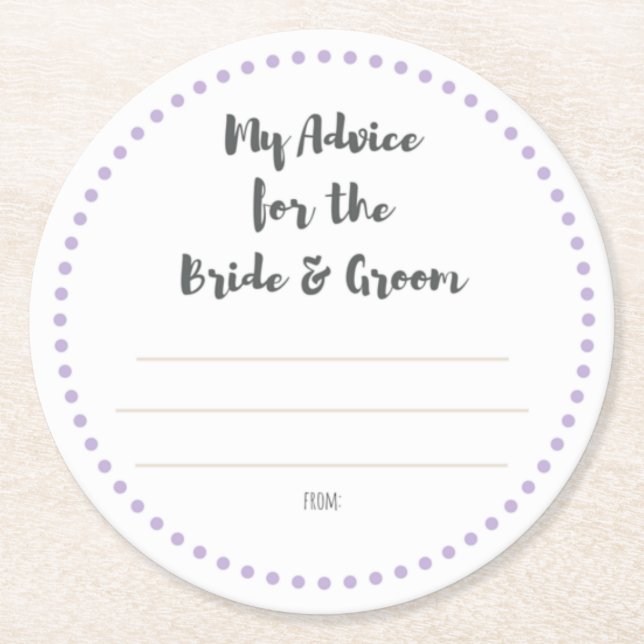 min "två cents ", underlägg papper rund (Framsidan)